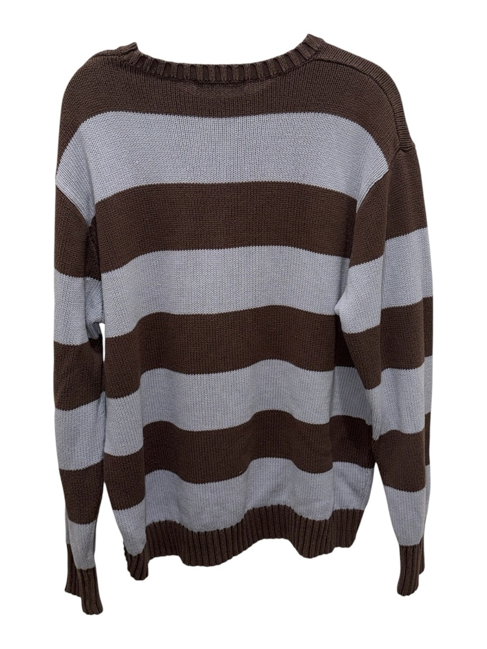 Brandy Melville Brown Blue Striped Oversized Cotton Sweater One Size OS - Picture 4 of 6
